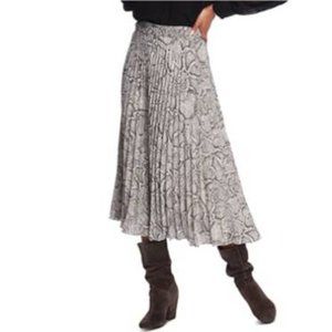 Pleated Snake Print Skirt
